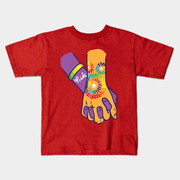 Pride Love Hands Holding Kids T-Shirt by gentlemanjoan